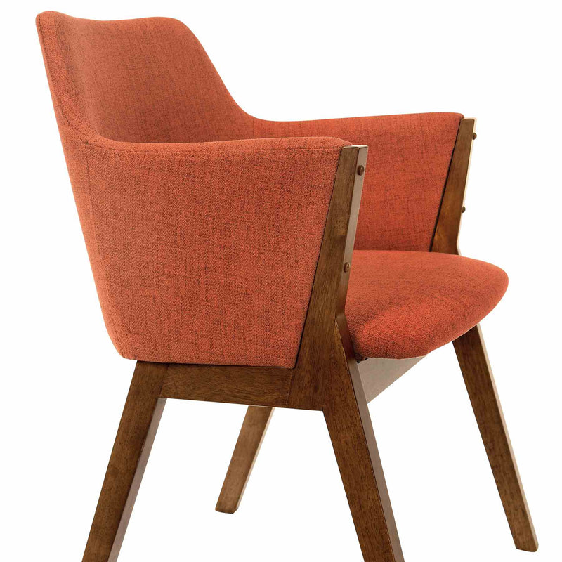 Renzo Orange Fabric and Walnut Wood Dining Side Chairs - Set of 2 - Furniture City (CA)l