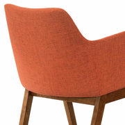 Renzo Orange Fabric and Walnut Wood Dining Side Chairs - Set of 2 - Furniture City (CA)l