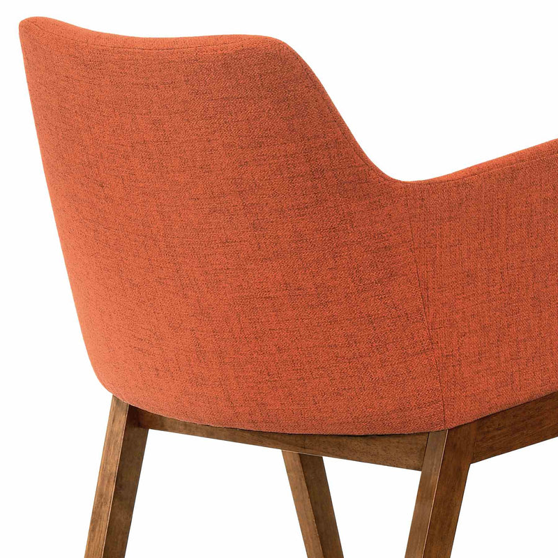 Renzo Orange Fabric and Walnut Wood Dining Side Chairs - Set of 2 - Furniture City (CA)l