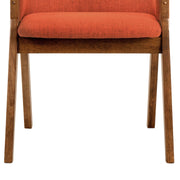 Renzo Orange Fabric and Walnut Wood Dining Side Chairs - Set of 2 - Furniture City (CA)l