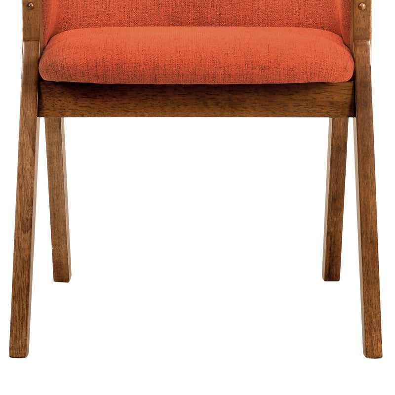 Renzo Orange Fabric and Walnut Wood Dining Side Chairs - Set of 2 - Furniture City (CA)l