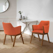 Renzo Orange Fabric and Walnut Wood Dining Side Chairs - Set of 2 - Furniture City (CA)l