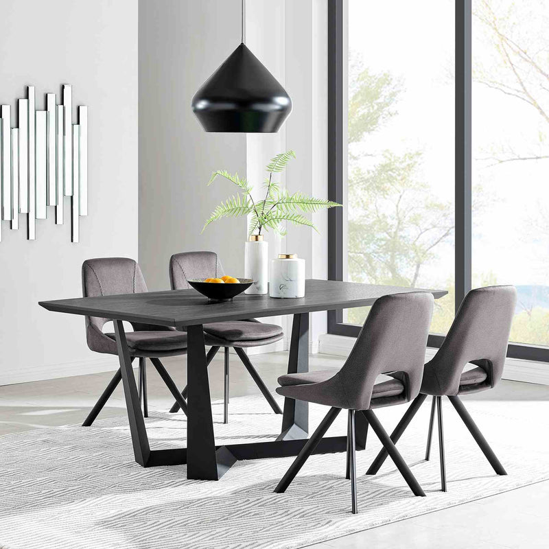 Radford Dark Gray Rectangular Dining Table with Black Finish - Furniture City (CA)l