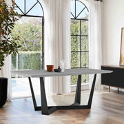 Radford Light Gray Rectangular Dining Table with Black Finish - Furniture City (CA)l
