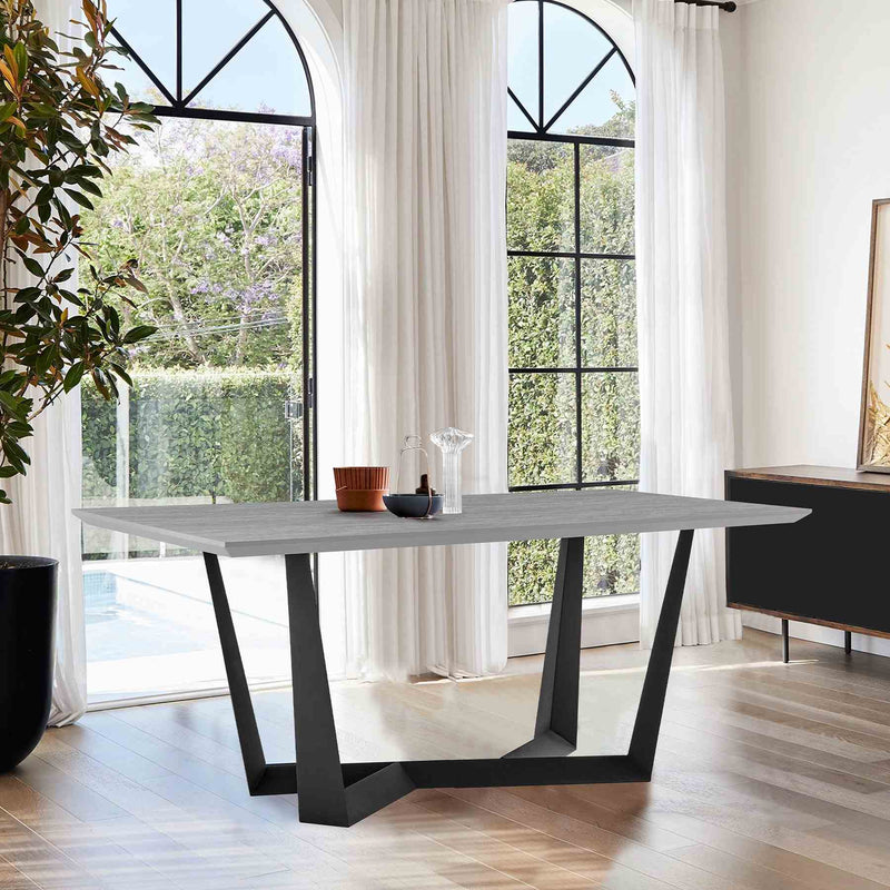 Radford Light Gray Rectangular Dining Table with Black Finish - Furniture City (CA)l
