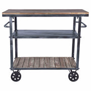 Reign Industrial Kitchen Cart in Industrial Gray and Pine Wood - Furniture City (CA)l