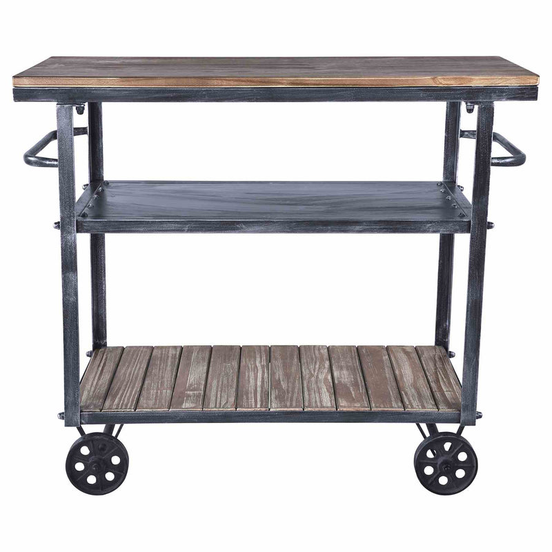Reign Industrial Kitchen Cart in Industrial Gray and Pine Wood - Furniture City (CA)l