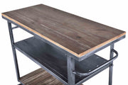 Reign Industrial Kitchen Cart in Industrial Gray and Pine Wood - Furniture City (CA)l