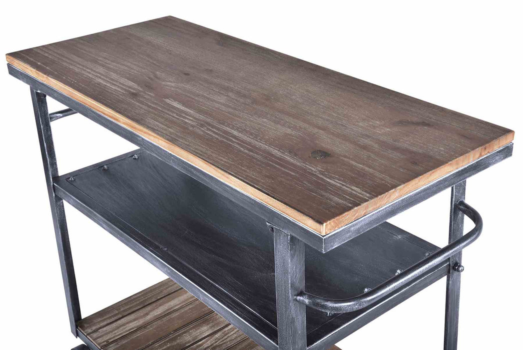 Reign Industrial Kitchen Cart in Industrial Gray and Pine Wood