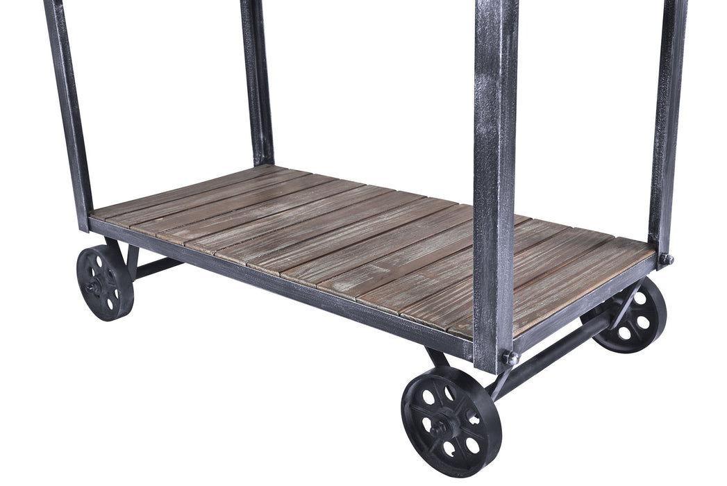 Reign Industrial Kitchen Cart in Industrial Gray and Pine Wood