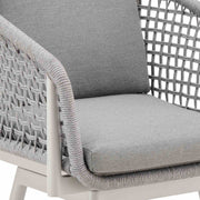 Rhodes Outdoor Patio Swivel Counter Stool in Aluminum with Light Gray Rope and Cushions - Furniture City (CA)l