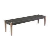 Rhett Indoor Outdoor Dining Bench in Eucalyptus Wood and Charcoal Rope - Furniture City (CA)l