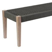 Rhett Indoor Outdoor Dining Bench in Eucalyptus Wood and Charcoal Rope - Furniture City (CA)l