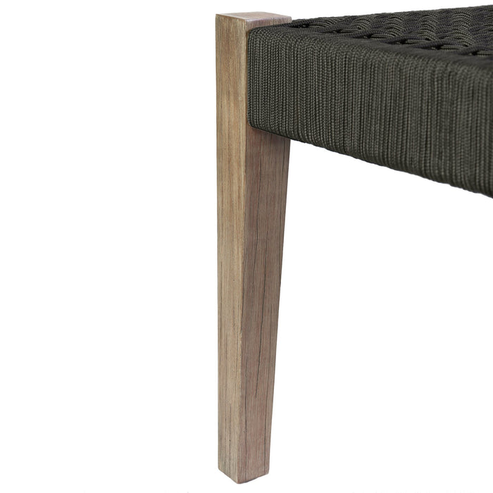 Rhett Indoor Outdoor Dining Bench in Eucalyptus Wood and Charcoal Rope