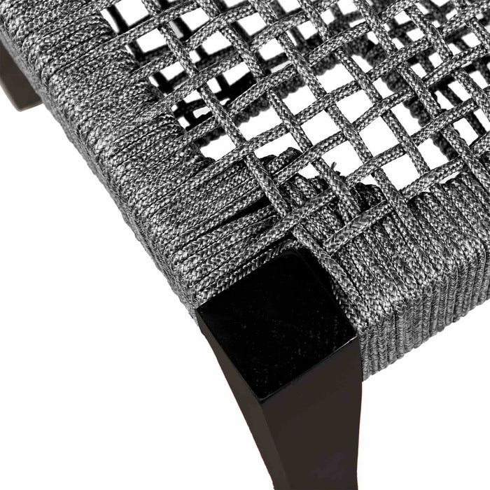 Rhett Indoor Outdoor Dining Bench in Eucalyptus Wood and Gray Rope