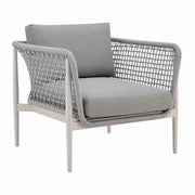 Rhodes Outdoor Patio Armchair in Aluminum with Light Gray Rope and Cushions - Furniture City (CA)l