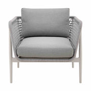Rhodes Outdoor Patio Armchair in Aluminum with Light Gray Rope and Cushions - Furniture City (CA)l