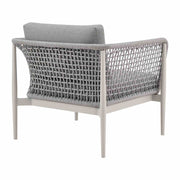 Rhodes Outdoor Patio Armchair in Aluminum with Light Gray Rope and Cushions - Furniture City (CA)l