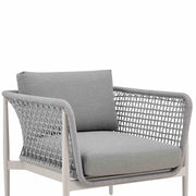 Rhodes Outdoor Patio Armchair in Aluminum with Light Gray Rope and Cushions - Furniture City (CA)l