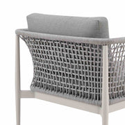 Rhodes Outdoor Patio Armchair in Aluminum with Light Gray Rope and Cushions - Furniture City (CA)l