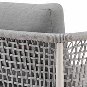Rhodes Outdoor Patio Armchair in Aluminum with Light Gray Rope and Cushions - Furniture City (CA)l