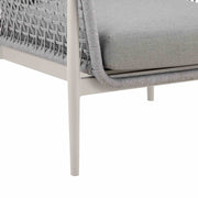 Rhodes Outdoor Patio Armchair in Aluminum with Light Gray Rope and Cushions - Furniture City (CA)l