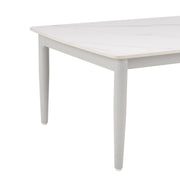Rhodes Outdoor Patio Rectangular Coffee Table in Snowy Sintered Stone and Porcelain Finish - Furniture City (CA)l