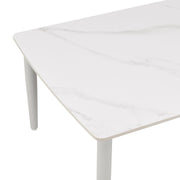 Rhodes Outdoor Patio Rectangular Coffee Table in Snowy Sintered Stone and Porcelain Finish - Furniture City (CA)l