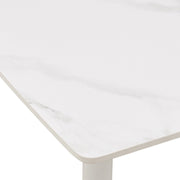Rhodes Outdoor Patio Rectangular Coffee Table in Snowy Sintered Stone and Porcelain Finish - Furniture City (CA)l