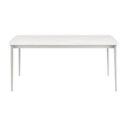 Rhodes Outdoor Patio Rectangular Dining Table in Snowy Sintered Stone and Porcelain Finish - Furniture City (CA)l
