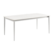 Rhodes Outdoor Patio Rectangular Dining Table in Snowy Sintered Stone and Porcelain Finish - Furniture City (CA)l