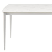 Rhodes Outdoor Patio Rectangular Dining Table in Snowy Sintered Stone and Porcelain Finish - Furniture City (CA)l