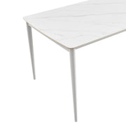 Rhodes Outdoor Patio Rectangular Dining Table in Snowy Sintered Stone and Porcelain Finish - Furniture City (CA)l