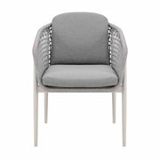 Rhodes Outdoor Patio Dining Chair in Aluminum with Light Gray Rope and Cushions - Set of 2 - Furniture City (CA)l