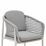 Rhodes Outdoor Patio Dining Chair in Aluminum with Light Gray Rope and Cushions - Set of 2 - Furniture City (CA)l