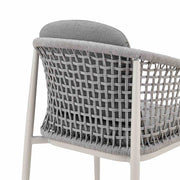 Rhodes Outdoor Patio Dining Chair in Aluminum with Light Gray Rope and Cushions - Set of 2 - Furniture City (CA)l