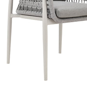 Rhodes Outdoor Patio Dining Chair in Aluminum with Light Gray Rope and Cushions - Set of 2 - Furniture City (CA)l