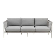 Rhodes Outdoor Patio Sofa in Aluminum with Light Gray Rope and Cushions - Furniture City (CA)l