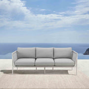 Rhodes Outdoor Patio Sofa in Aluminum with Light Gray Rope and Cushions - Furniture City (CA)l