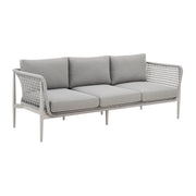 Rhodes Outdoor Patio Sofa in Aluminum with Light Gray Rope and Cushions - Furniture City (CA)l