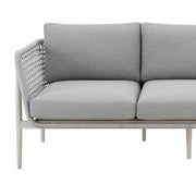 Rhodes Outdoor Patio Sofa in Aluminum with Light Gray Rope and Cushions - Furniture City (CA)l