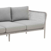 Rhodes Outdoor Patio Sofa in Aluminum with Light Gray Rope and Cushions - Furniture City (CA)l