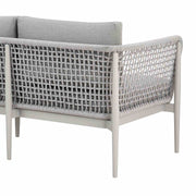 Rhodes Outdoor Patio Sofa in Aluminum with Light Gray Rope and Cushions - Furniture City (CA)l