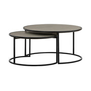 Rina Concrete and Black Metal 2 Piece Nesting Coffee Table Set - Furniture City (CA)l