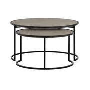 Rina Concrete and Black Metal 2 Piece Nesting Coffee Table Set - Furniture City (CA)l