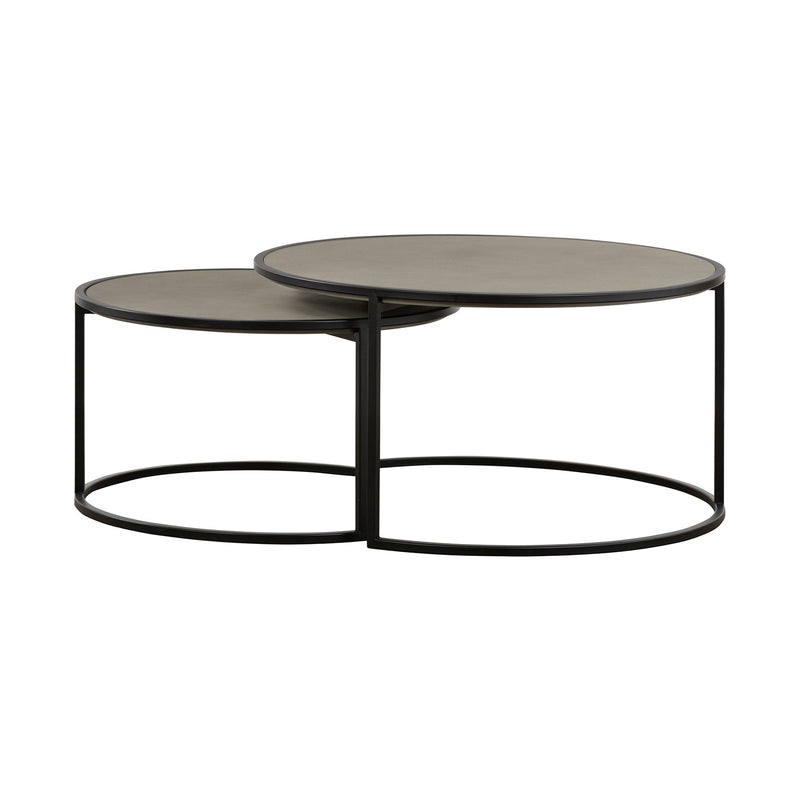 Rina Concrete and Black Metal 2 Piece Nesting Coffee Table Set - Furniture City (CA)l