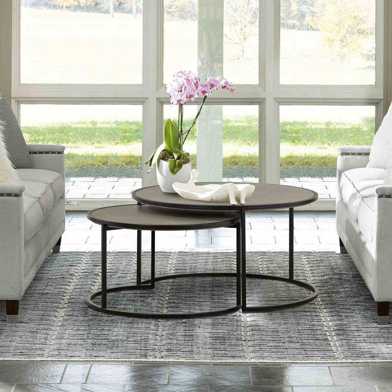 Rina Concrete and Black Metal 2 Piece Nesting Coffee Table Set - Furniture City (CA)l