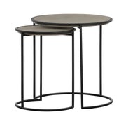 Rina Concrete and Black Metal 2 Piece Nesting End Table Set - Furniture City (CA)l