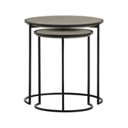 Rina Concrete and Black Metal 2 Piece Nesting End Table Set - Furniture City (CA)l