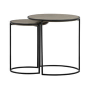 Rina Concrete and Black Metal 2 Piece Nesting End Table Set - Furniture City (CA)l